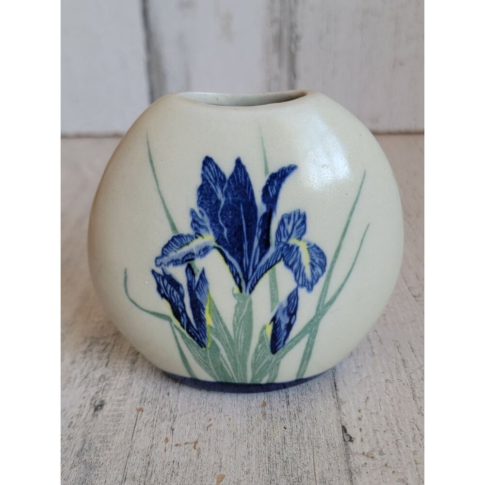 Flower blue‎ iris floral mini vase pottery home decor figure unique